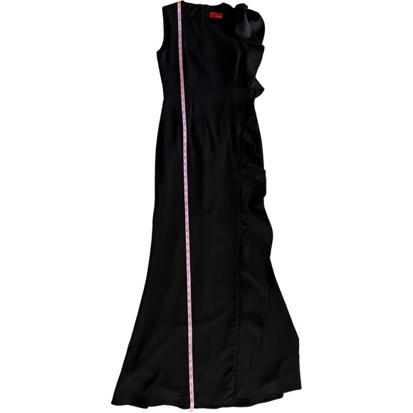 CARMEN MARC VALVO Infusion Black Ruffle Dress Size 2 Prom Elegant Formal Gown - Picture 9 of 16